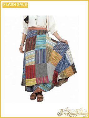 Boho Maxi Wrap Skirt 100% Cotton Tie Dye Long Flowy Summer Festival